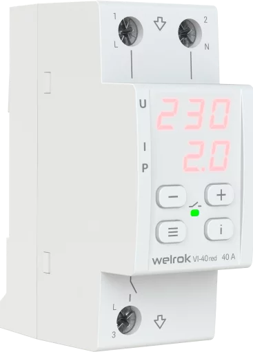 Реле напряжения с контролем тока Welrok VI-40 red